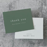 HANNAH Unieke Sage Groen Minimalistisch Modern Een Bedankkaart<br><div class="desc">Deze unieke salie groene minimalistische simpele bedankpas van het Hannah Collectie is ideaal voor een minimalistische bruiloft of elke keer dat je een bericht van waardering wilt sturen. Het donkere bos groene ontwerp beschikt over moderne boho onversierde typografie met een unieke minimalistische stijl. Personaliseer de achterkant van uw bedankbriefjes met...</div>