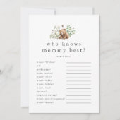 HANNAH Wie kent Mama Beste Baby shower Game Kaart (Voorkant)