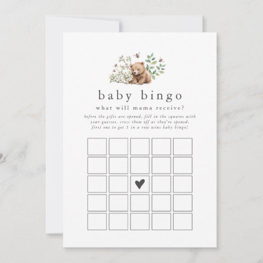 HANNAH Woodland Baby Bingo Baby shower Game Kaart (Voorkant)