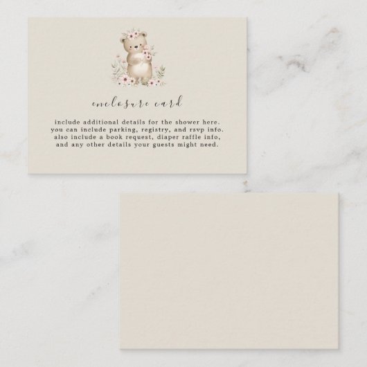 HANNAH Woodland Baby shower Enclosure Kaart (Voorkant / Achterkant)