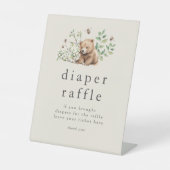 HANNAH Woodland Baby shower Luier Raffle Reclamebord Met Voetstuk (Voorkant)
