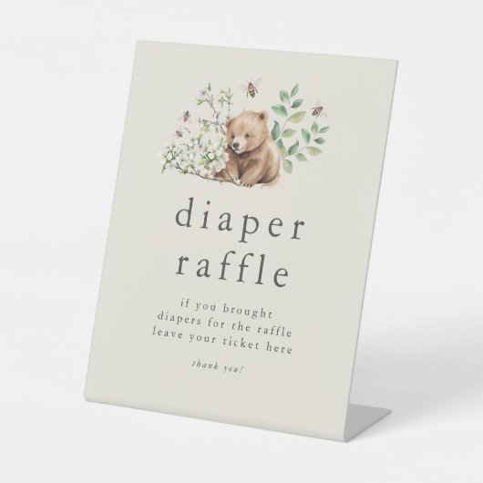 HANNAH  Woodland Baby shower Luier Raffle Reclamebord Met Voetstuk (Voorkant)