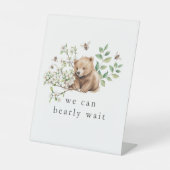HANNAH Woodland We kunnen bijna wachten op Baby sh Reclamebord Met Voetstuk (Voorkant)