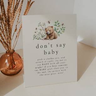 HANNAH  Zeg niet Baby spel Baby shower Reclamebord Met Voetstuk