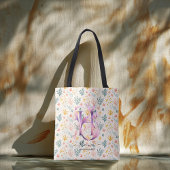 Hannahs Levendig Bloemkoraal Monogram - H Tote Bag