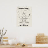 Hannah's Welcome Wedding Champagne toren Poster (Keuken)
