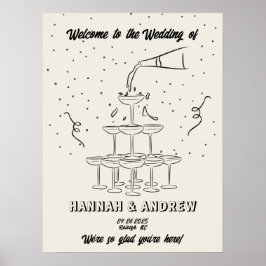 Hannah's Welcome Wedding Champagne toren Poster