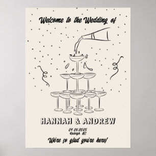 Hannah's Welcome Wedding Champagne toren Poster