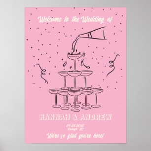 Hannah's Welcome Wedding Champagne toren Poster