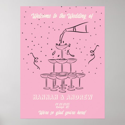 Hannah's Welcome Wedding Champagne toren Poster (Voorkant)