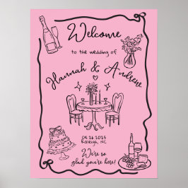 Hannah's Welcome Wedding golvend lijst boog Poster