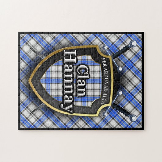 Hannay Clan Tartan Swords and Shield Legpuzzel (Horizontaal)