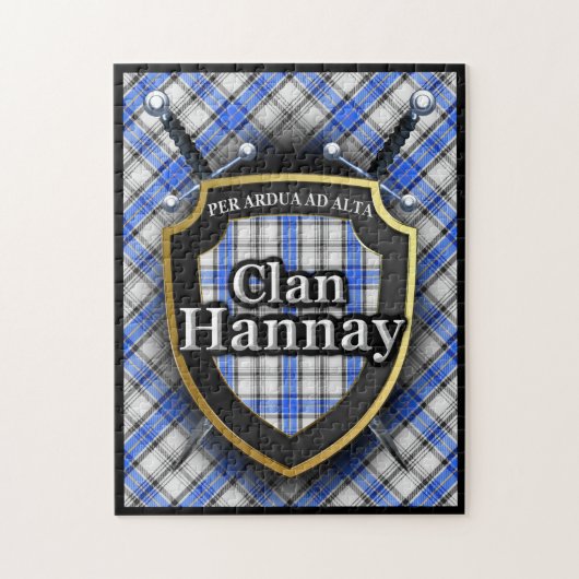Hannay Clan Tartan Swords and Shield Legpuzzel (Verticaal)