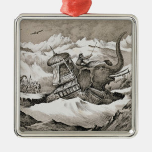 Hannibal (247-c.183 BC) en zijn oorlogsolifanten k Metalen Ornament