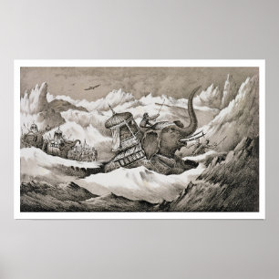 Hannibal (247-c.183 BC) en zijn oorlogsolifanten k Poster