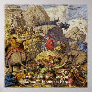 Hannibal Barca In Alpen Met Wijsheid Quote Poster