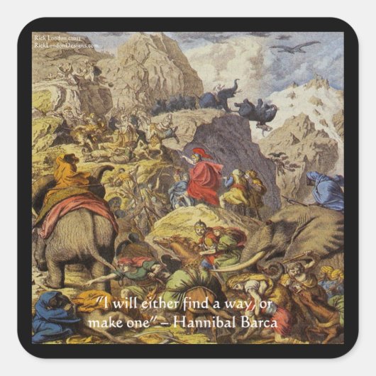 Hannibal Barca & Leger & Citaat Geschenken & Kaart Vierkante Sticker (Voorkant)