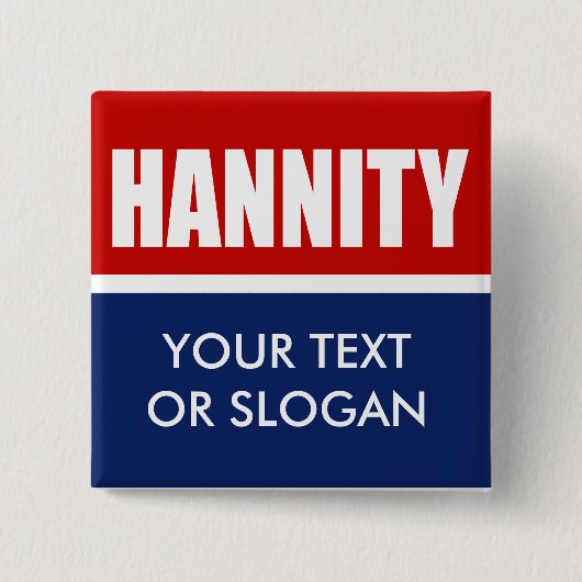 HANNITY 2012 VIERKANTE BUTTON 5,1 CM (Voorkant)