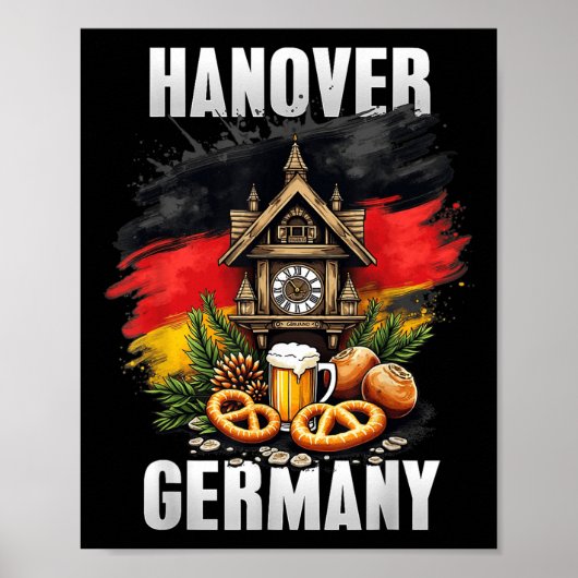 Hannover Duitsland Souvenir Duitse Vlag Reizen Poster (Voorkant)