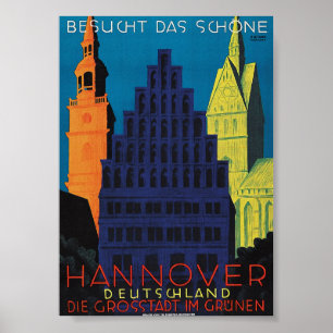 Hannover, Duitsland Vintage Travel Poster