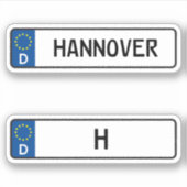 Hannover kennzeichen, German Car License Bord Sticker (Voorkant)