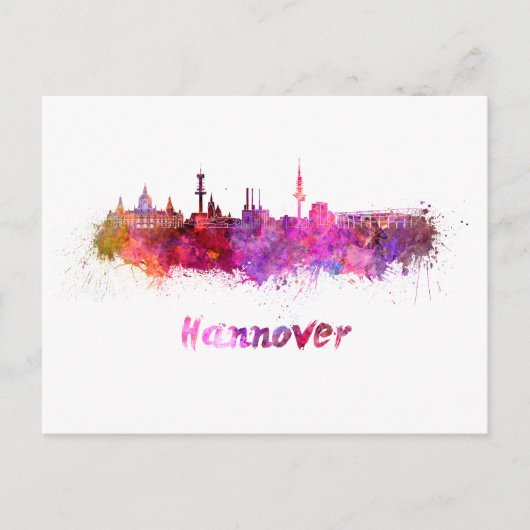 Hannover skyline in waterverf briefkaart (Voorkant)