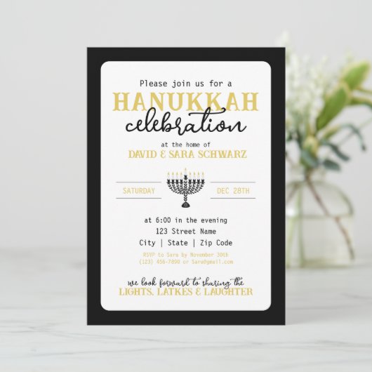 HANNUKAH Celebration Party Menorah Kaart (Staand voorkant)