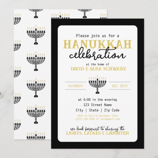 HANNUKAH Celebration Party Menorah Kaart (Voorkant / Achterkant)