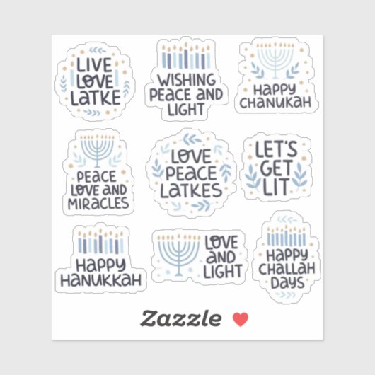 Hannukah gezegden stickers (Vel)