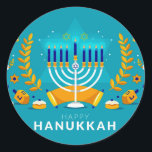 Hannukah Menorah Ronde Sticker<br><div class="desc">Celebrate Hanukkah</div>