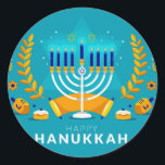 Hannukah Menorah Ronde Sticker<br><div class="desc">Celebrate Hanukkah</div>