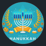 Hannukah Menorah Ronde Sticker<br><div class="desc">Celebrate Hanukkah</div>