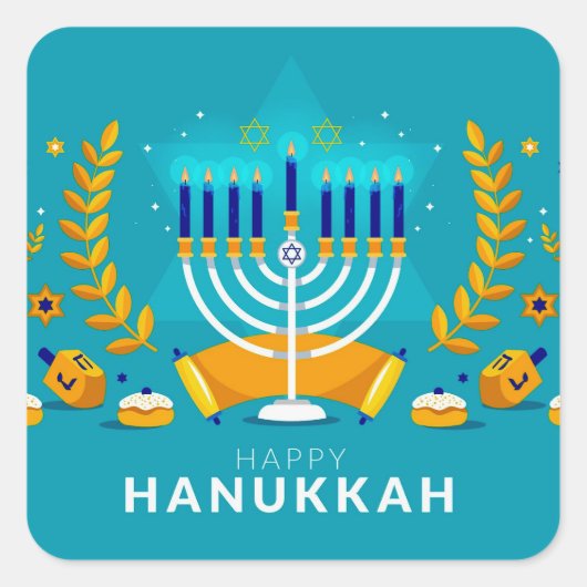 Hannukah Menorah Vierkante Sticker (Voorkant)