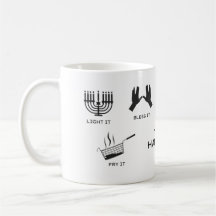 Hannukah mok - Zegen het, Steek het aan, Doe het