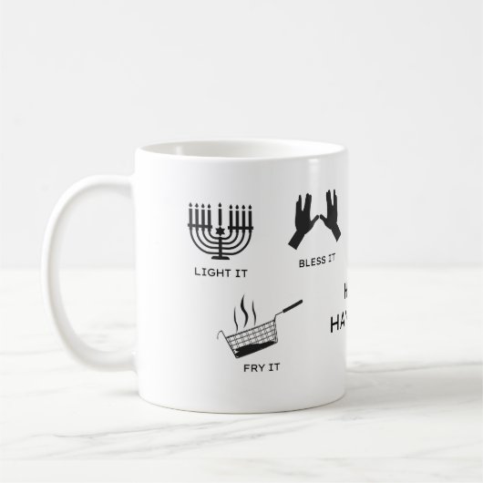 Hannukah mok - Zegen het, Steek het aan, Doe het (Links)