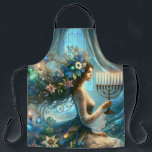 Hannukah Mooie vrouw met Menorah Schort<br><div class="desc">Mooie vrouw voor Hannukah met Menorah.</div>