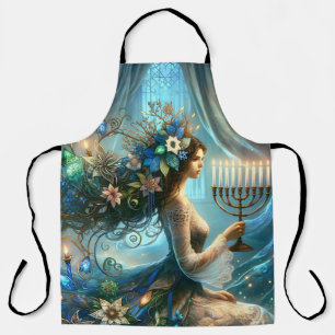 Hannukah Mooie vrouw met Menorah Schort