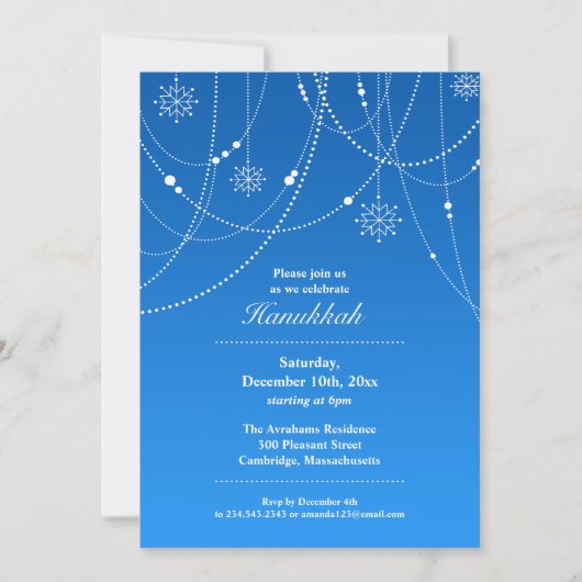 Hannukah Party Flat Invitation Kaart (Voorkant)