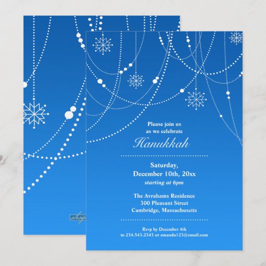 Hannukah Party Flat Invitation Kaart (Voorkant / Achterkant)