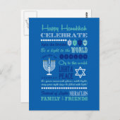 Hannukah typografie collage art briefkaart (Voorkant / Achterkant)
