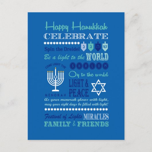 Hannukah typografie collage art briefkaart (Voorkant)