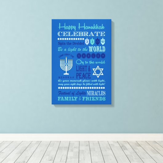 Hannukah typografie collage art canvas afdruk (Insitu (Houten vloer))