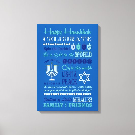Hannukah typografie collage art canvas afdruk (Voorkant)