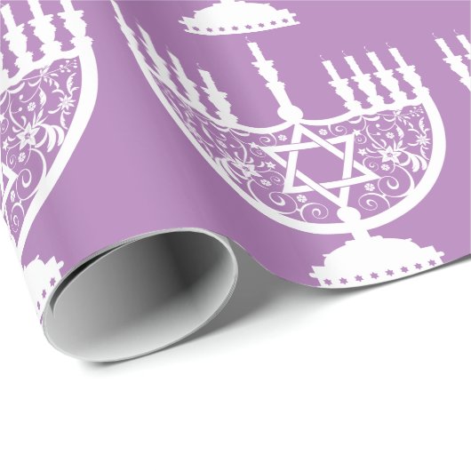 Hannukkah Menorah en Star Cadeaupapier (Rol Hoek)