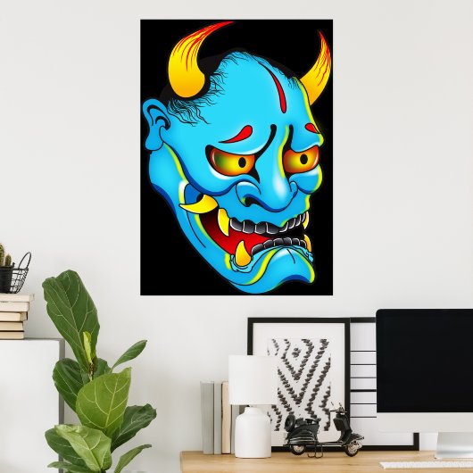 Hannya Demon Mask Poster (Thuiskantoor)