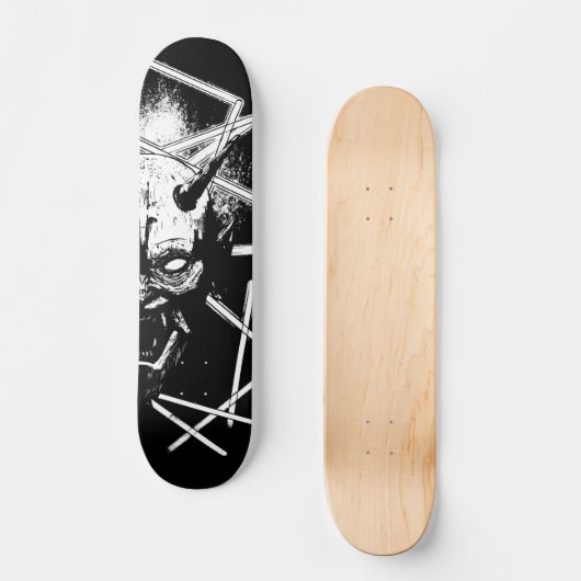 Hannya Mask 8189 - Variant - Zwart-wit Persoonlijk Skateboard (Voorkant)