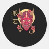 Hannya Mask Ronde Sticker (Voorkant)