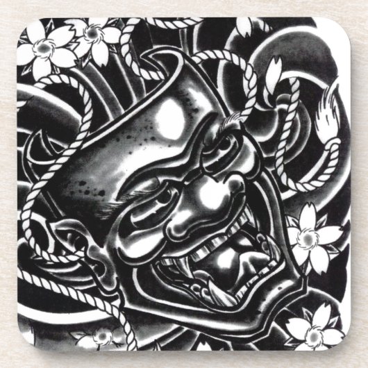 Hannya Mask Tattoo Design Bier Onderzetter (Voorkant)