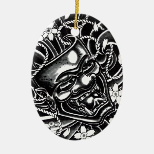 Hannya Mask Tattoo Design Keramisch Ornament (Voorkant)