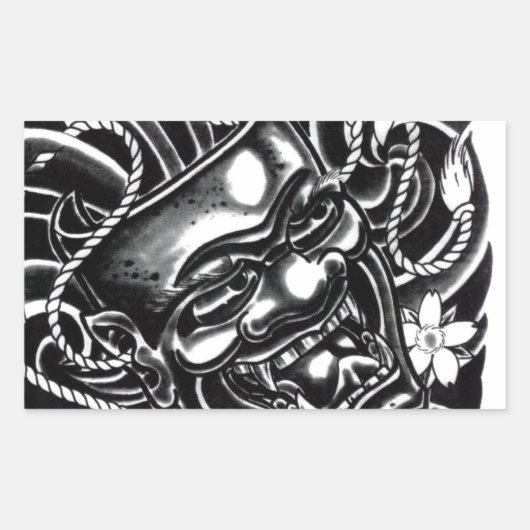Hannya Mask Tattoo Design Rechthoekige Sticker (Voorkant)